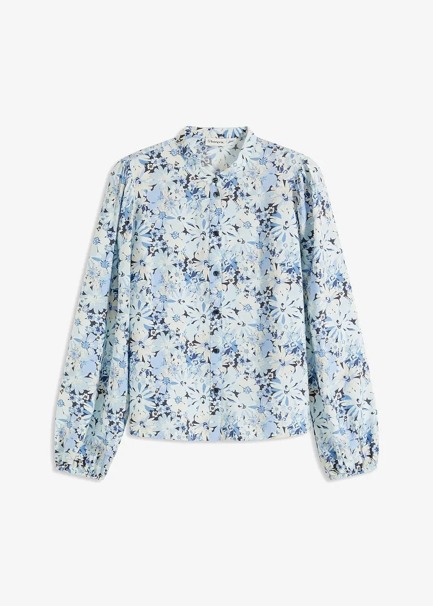 Bluse aus strukturierter Viskose in blau von vorne - bonprix