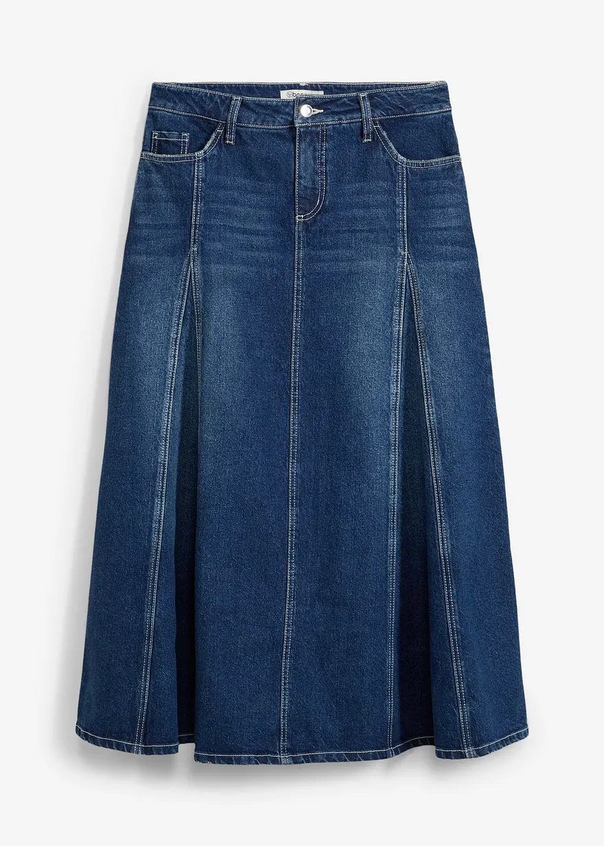 Maxi Jeansrock in blau von vorne - bonprix