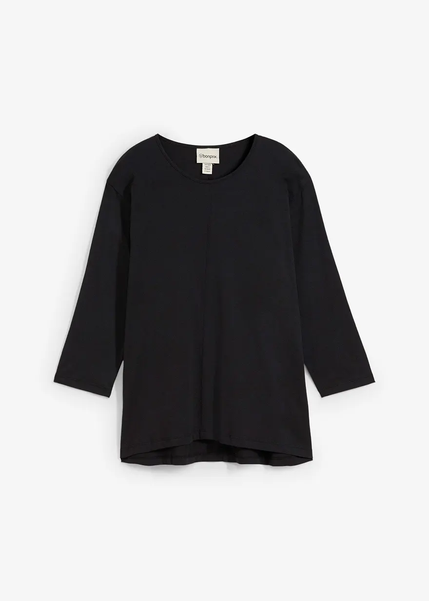 Boxy-Shirt aus biologischer Baumwolle in schwarz von vorne - bonprix