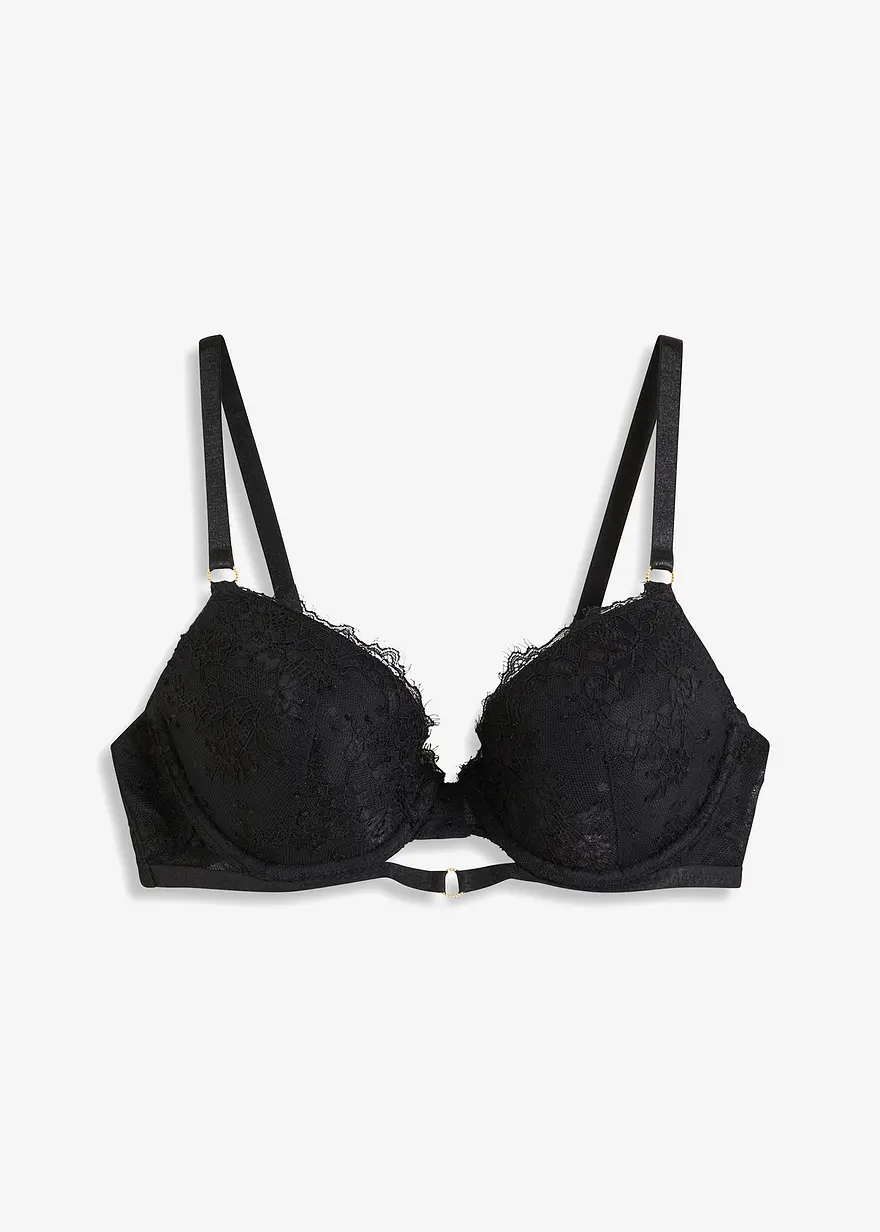 Push up BH mit Bügel in schwarz von vorne - bonprix