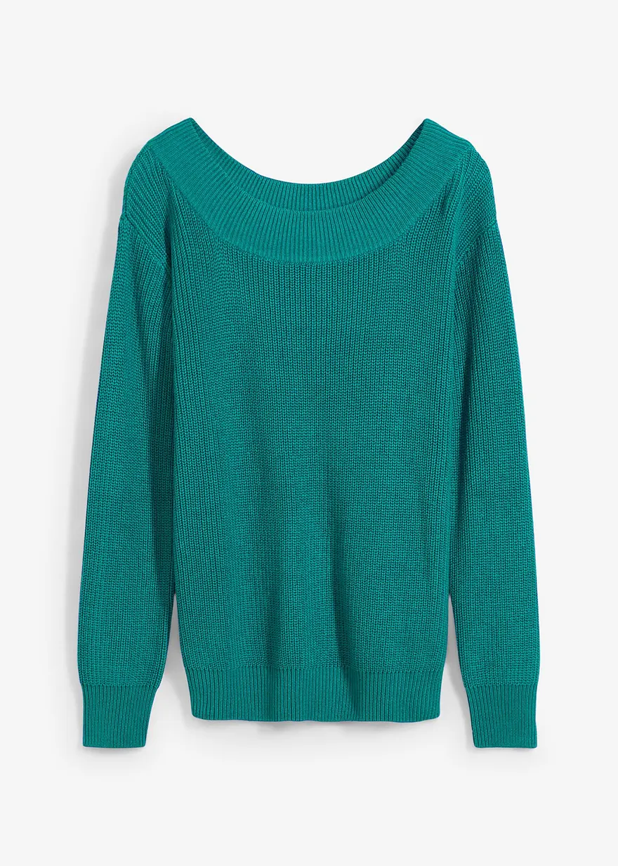 U-Boot Ripp-Strickpullover in grün von vorne - bonprix