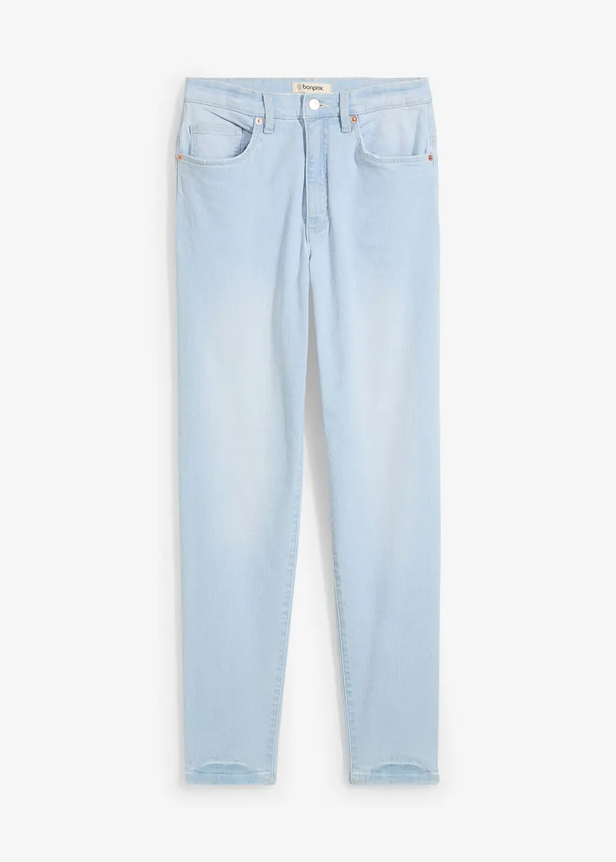 Mom Jeans High Rise, cropped in blau von vorne - bonprix