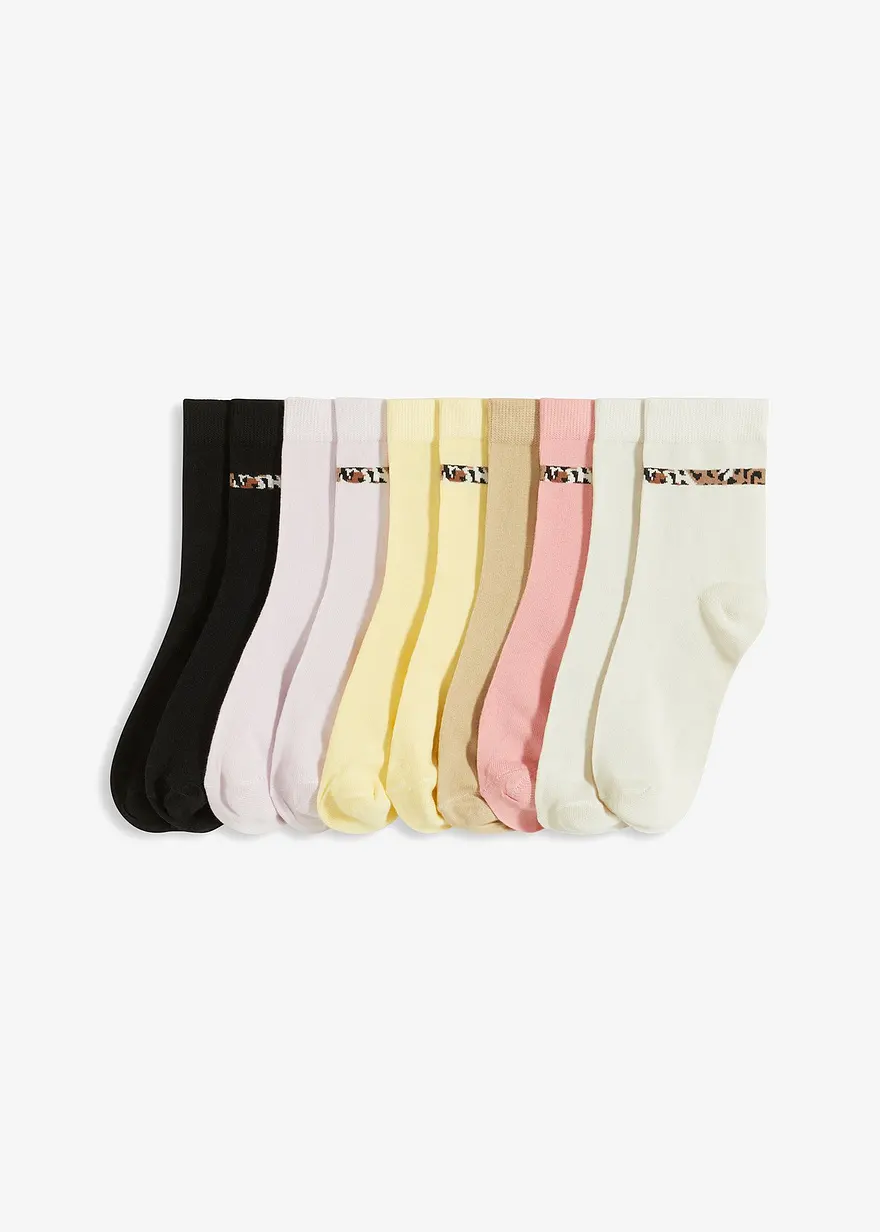 Halbsocken mit Bio-Baumwolle (10er Pack) in schwarz von vorne - bonprix