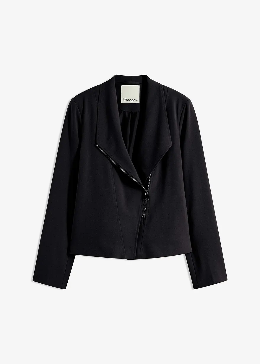 Blouson-Jacke in Biker-Form in schwarz von vorne - bonprix