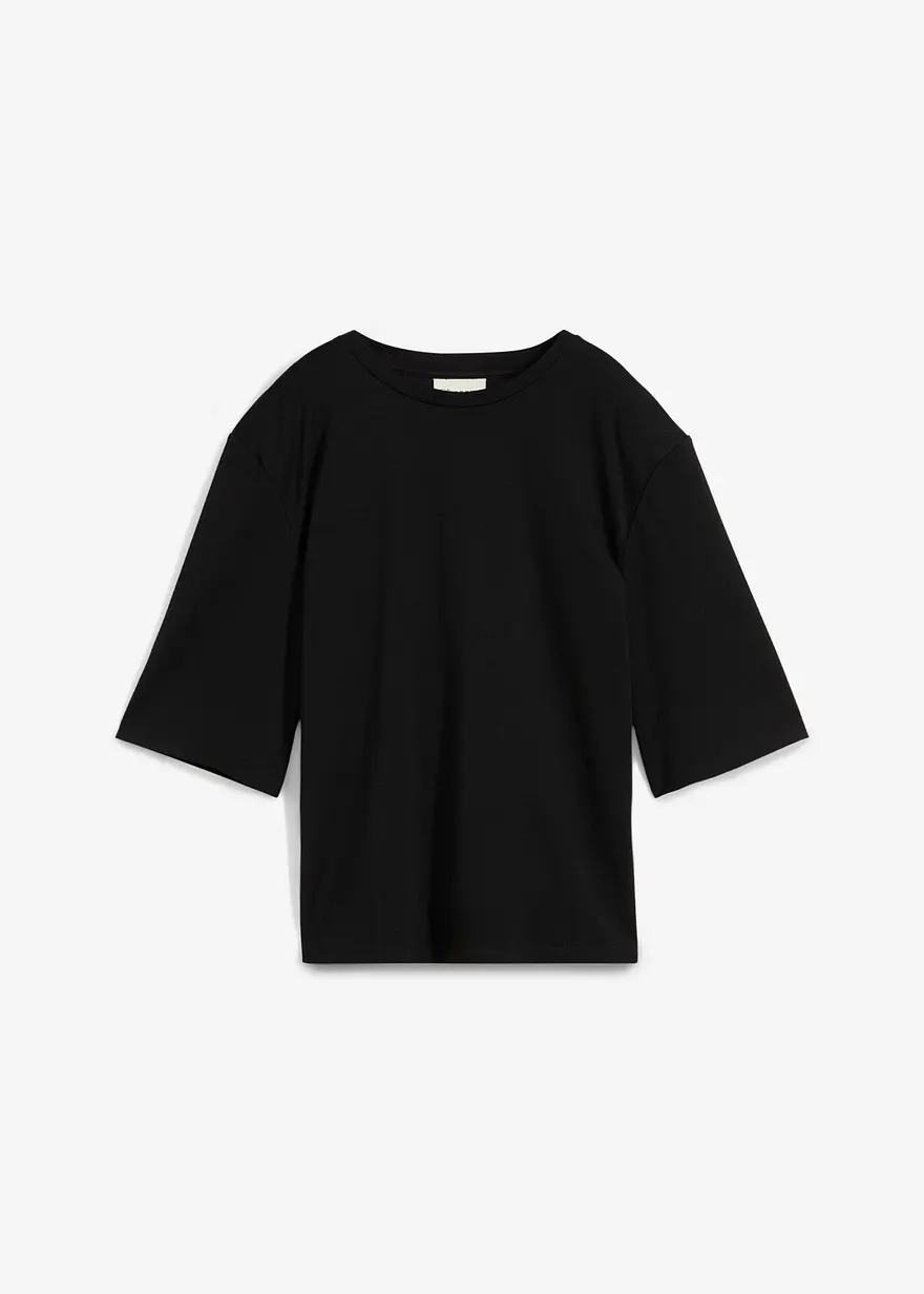 Shirt mit Schulterpolstern aus Viskose-Mix in schwarz von vorne - bonprix