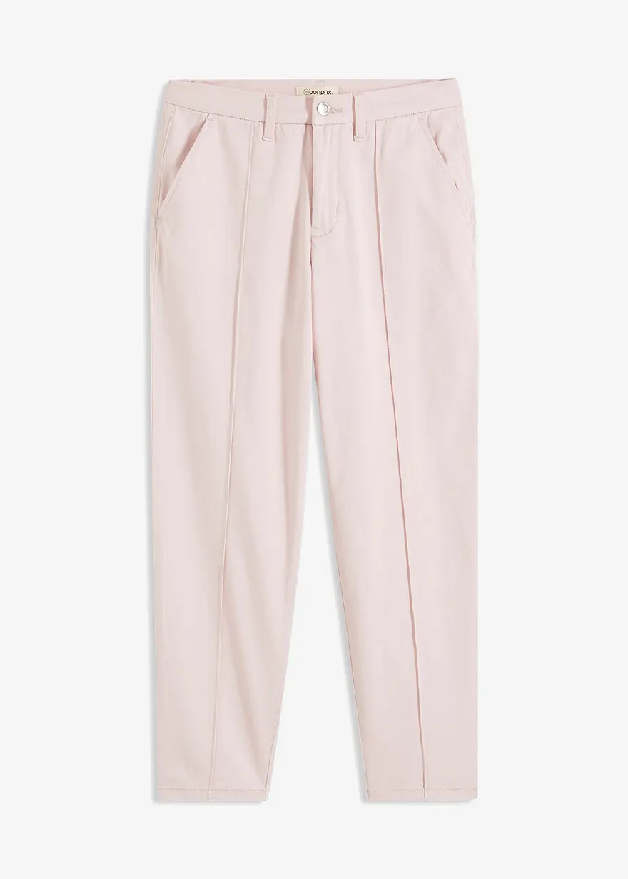 Stretch-Twill-Hose mit Biese in rosa von vorne - bonprix