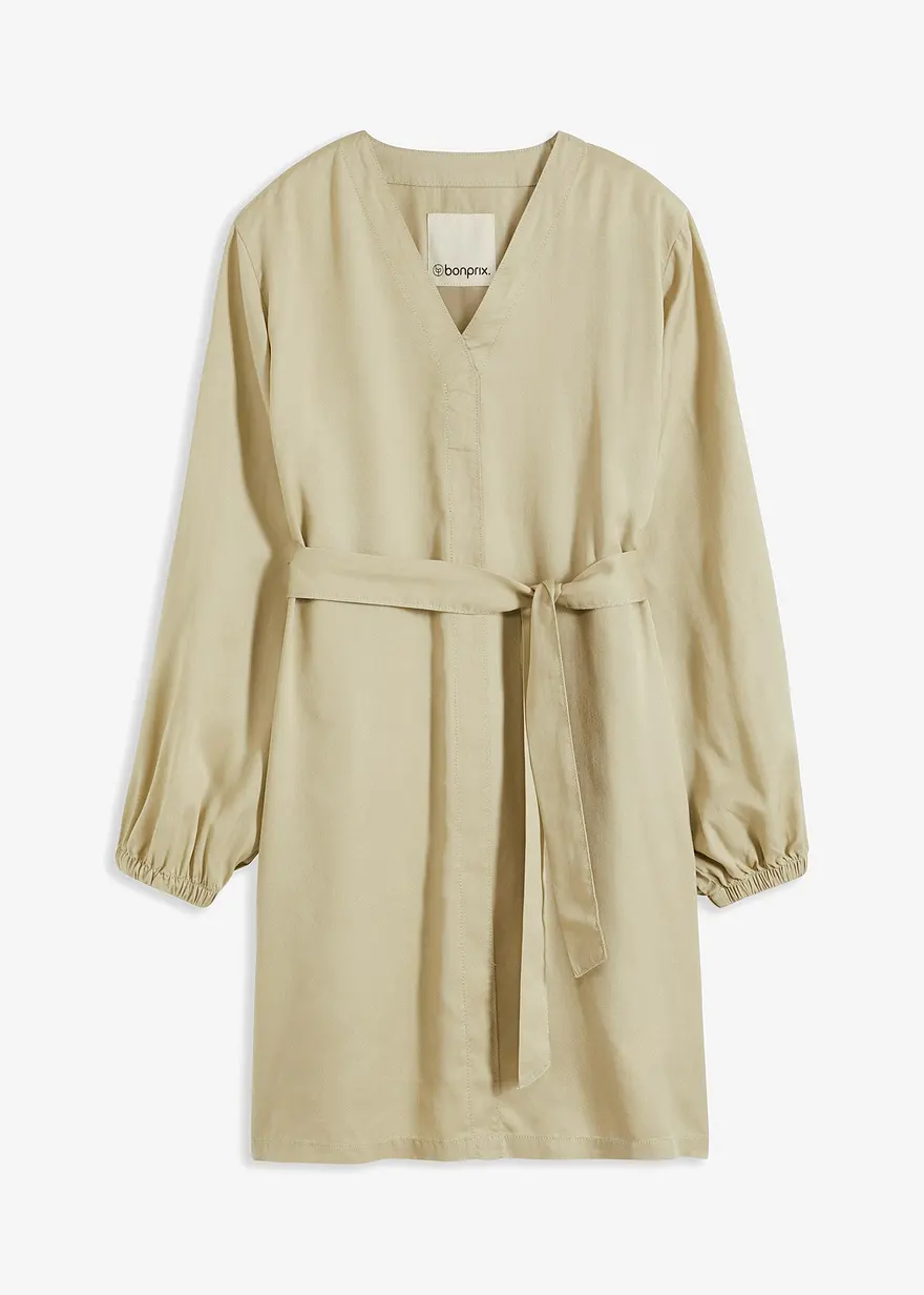 Kleid aus Lyocell mit Bindeband (2-tlg.-Set) in grün von vorne - bonprix