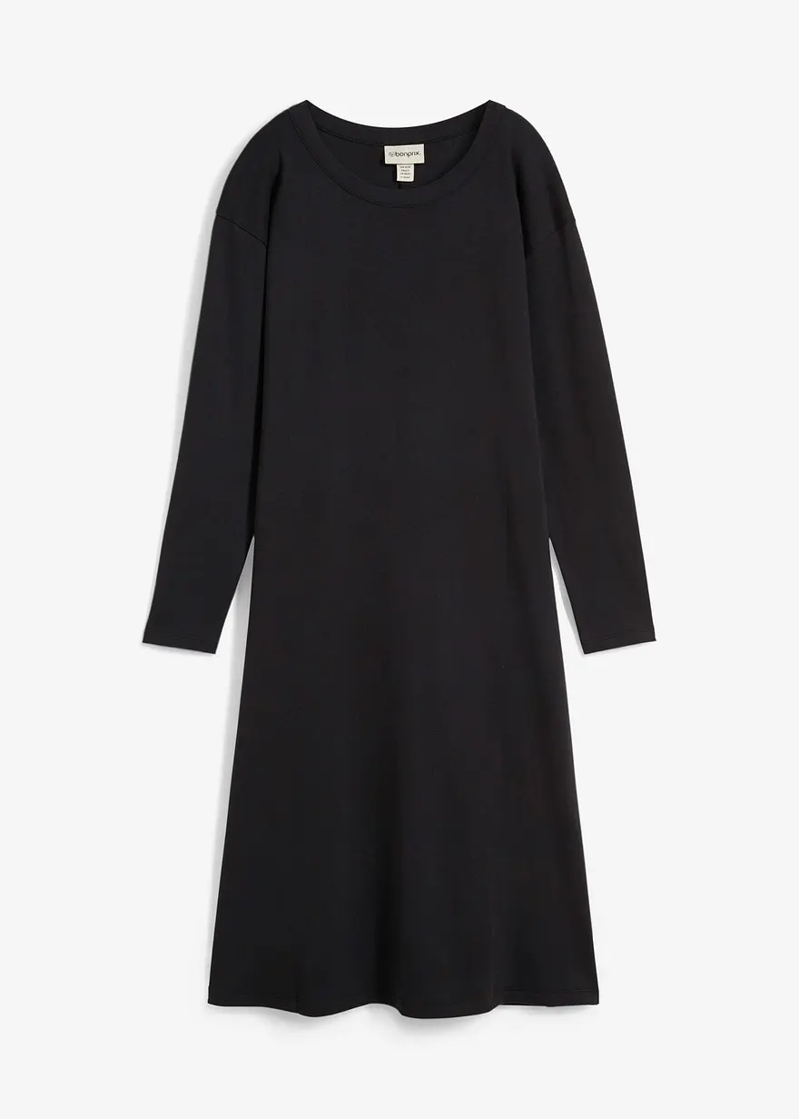 Jerseykleid aus reiner schwerer Bio-Baumwolle in schwarz von vorne - bonprix