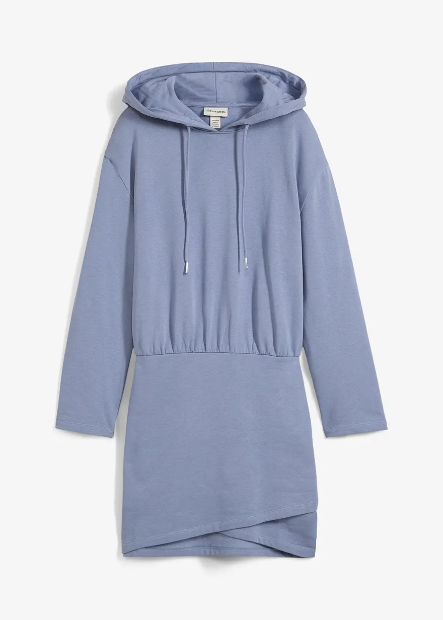 Sweatkleid aus reiner Bio-Baumwolle in blau von vorne - bonprix