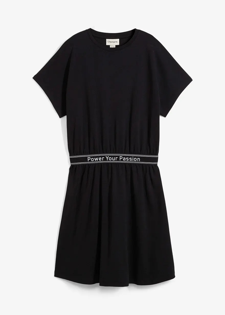 Shirtkleid aus reiner Bio-Baumwolle in schwarz von vorne - bonprix