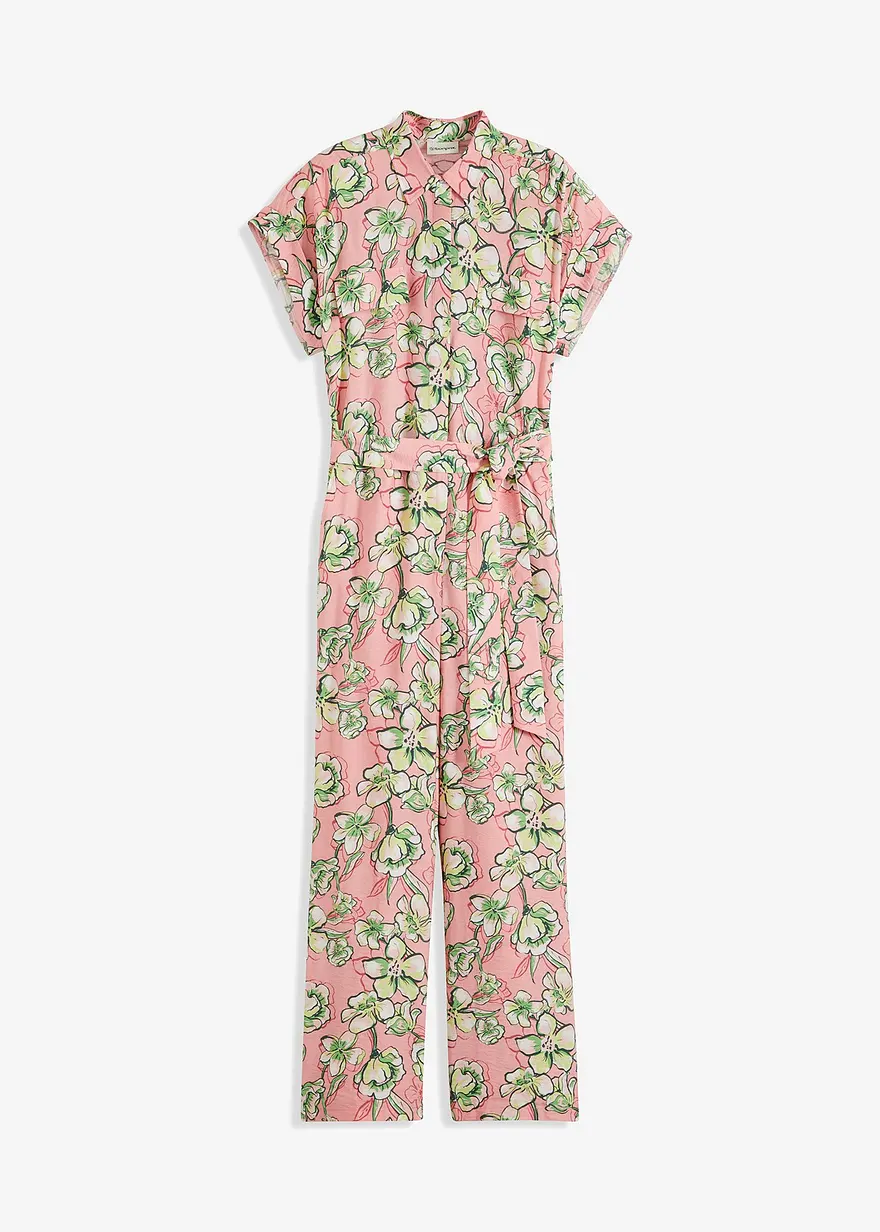 Jumpsuit aus fließendem Viskose-Mix in rosa von vorne - bonprix