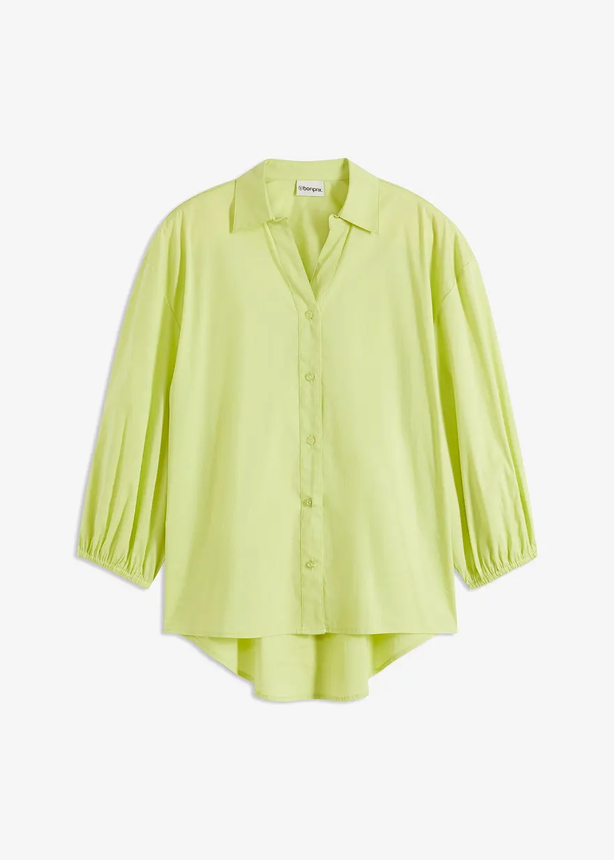 Vokuhila-Bluse mit Ballonärmeln in grün von vorne - bonprix