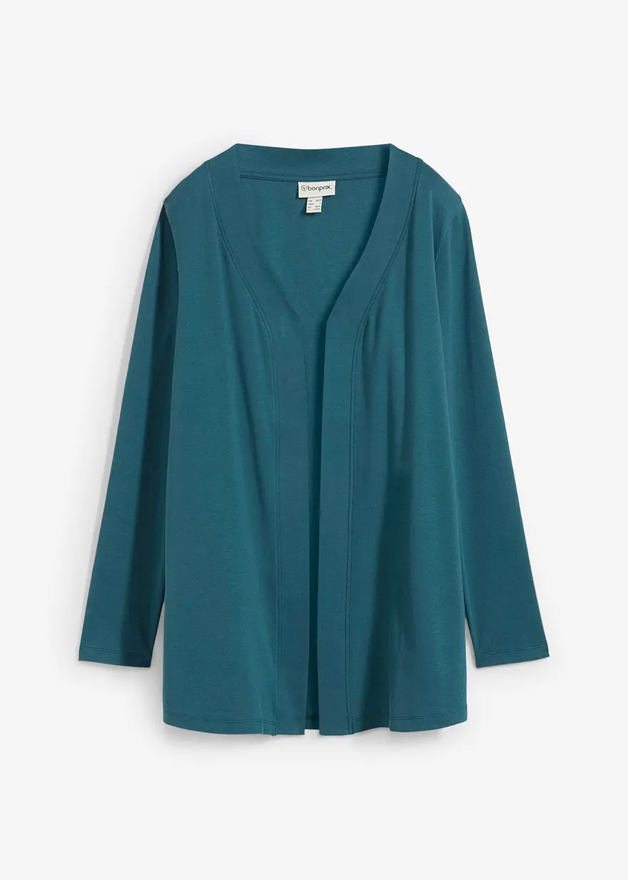 Shirtjacke aus reiner Bio-Baumwolle in petrol von vorne - bonprix