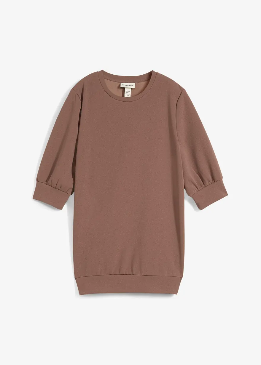 Weit geschnittenes Scuba-Shirt in braun von vorne - bonprix