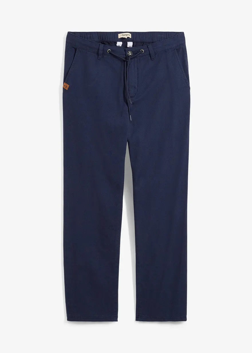 Relaxed Fit Chinohose mit Komfortbund, Straight in blau von vorne - bonprix