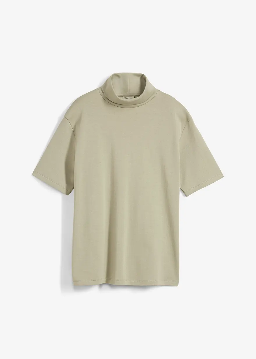 Rollkragenshirt aus reiner Bio-Baumwolle in grün von vorne - bonprix