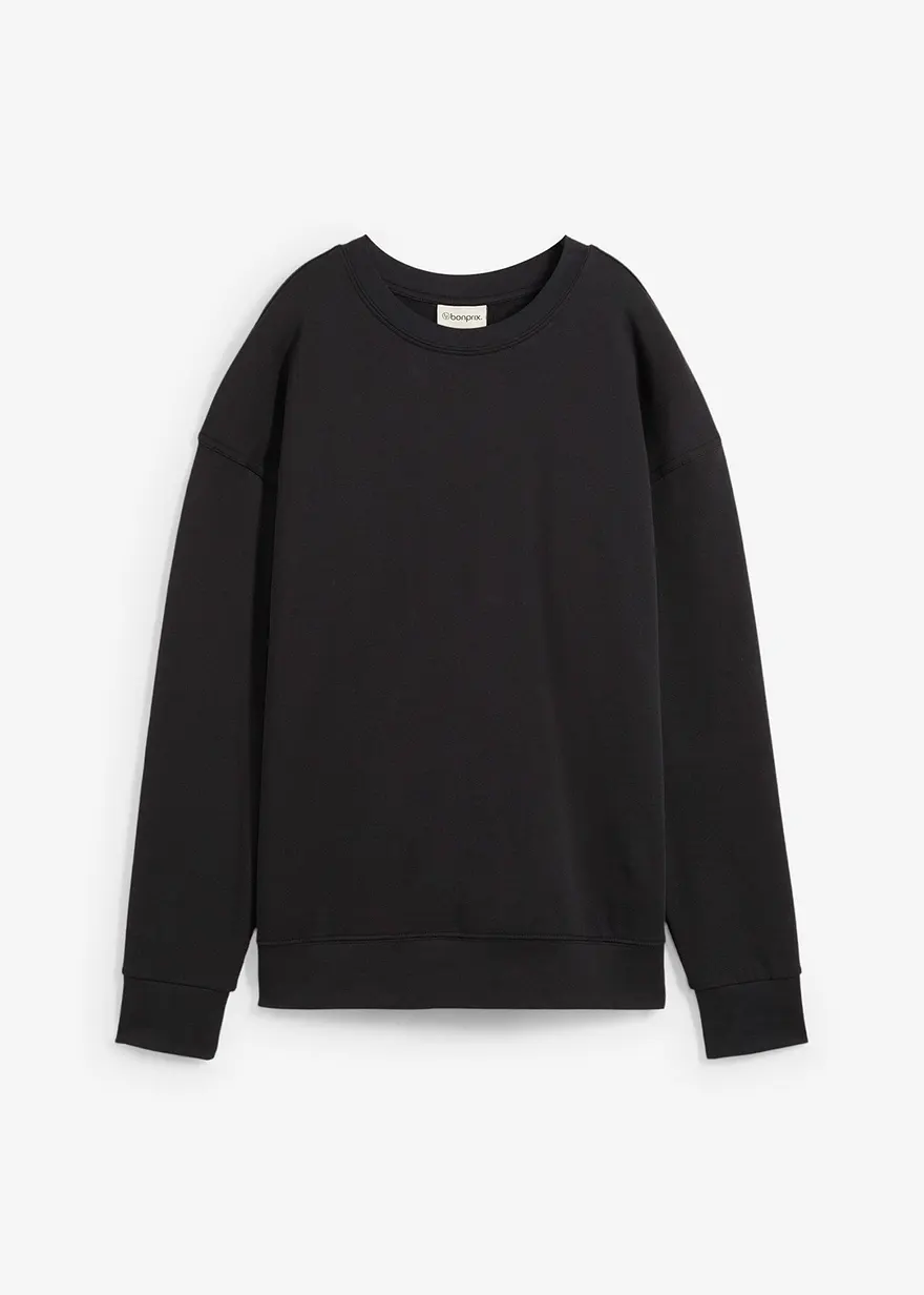 Sweatshirt aus reiner Bio-Baumwolle, Loose Fit in schwarz von vorne - bonprix