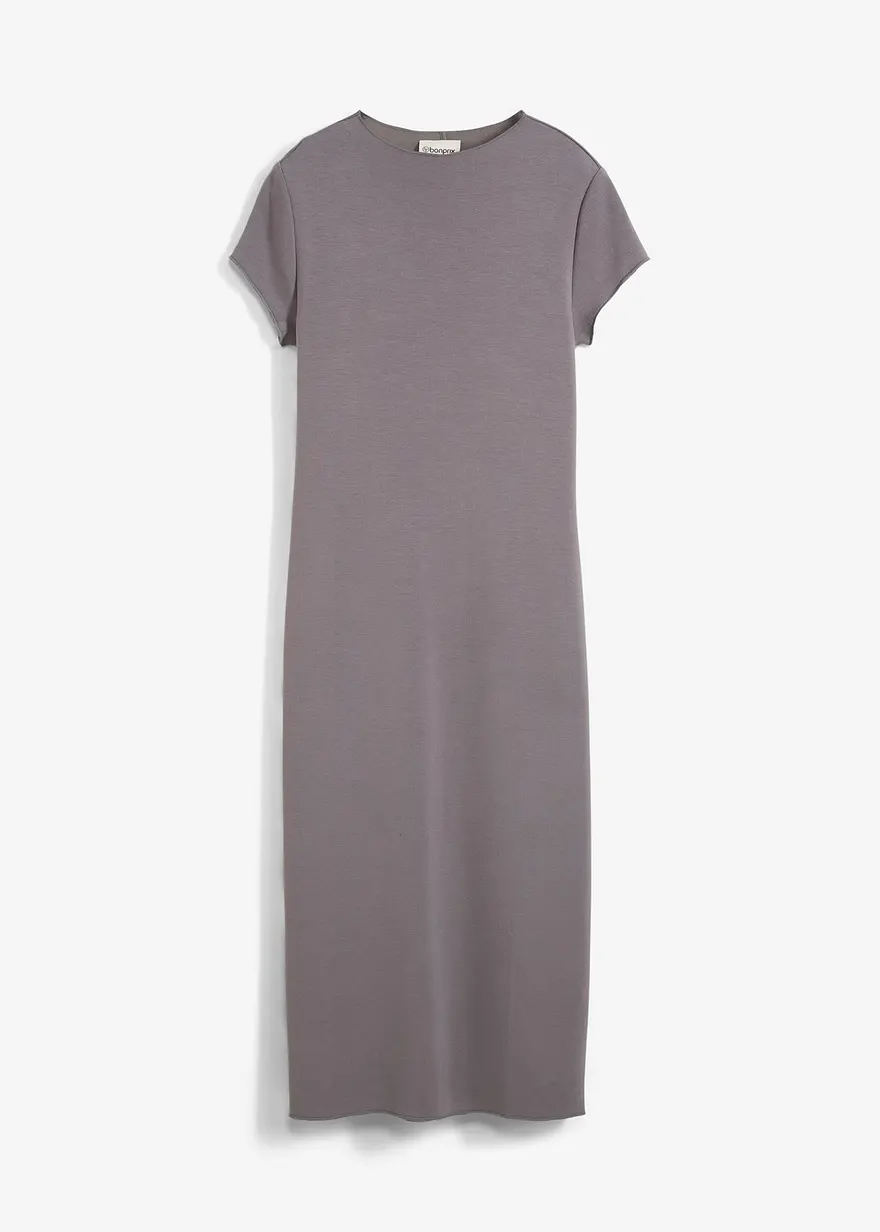 Jerseykleid aus Viskose-Mix in grau von vorne - bonprix