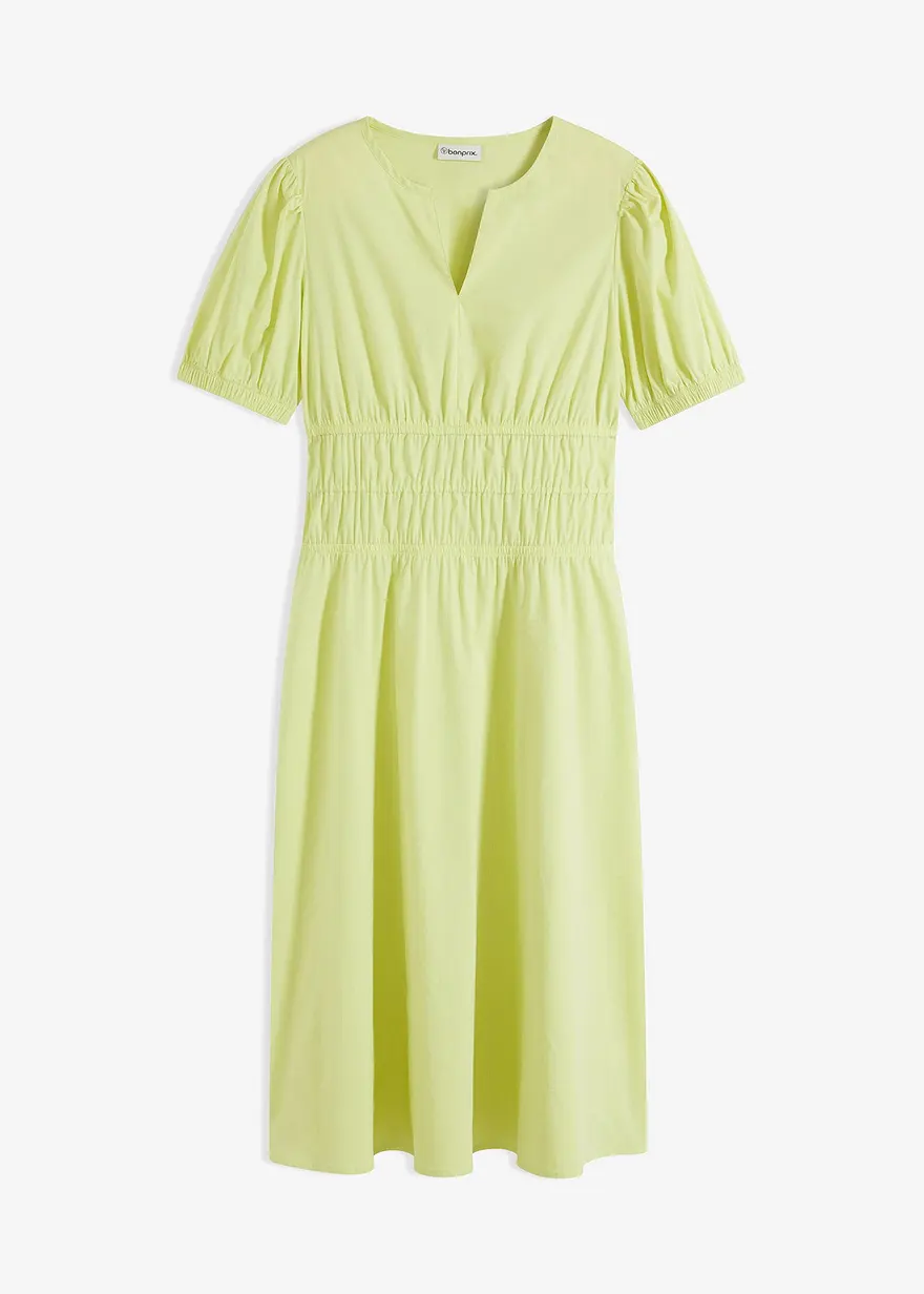 Midikleid mit elastischer Taille in grün von vorne - bonprix