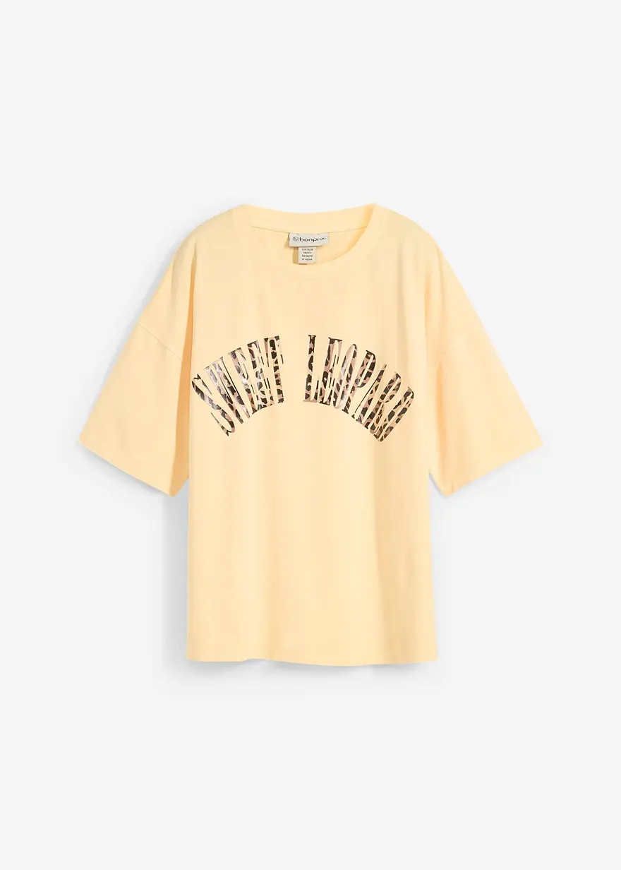 Oversize-Shirt aus weichem Baumwoll-Mix in gelb von vorne - bonprix