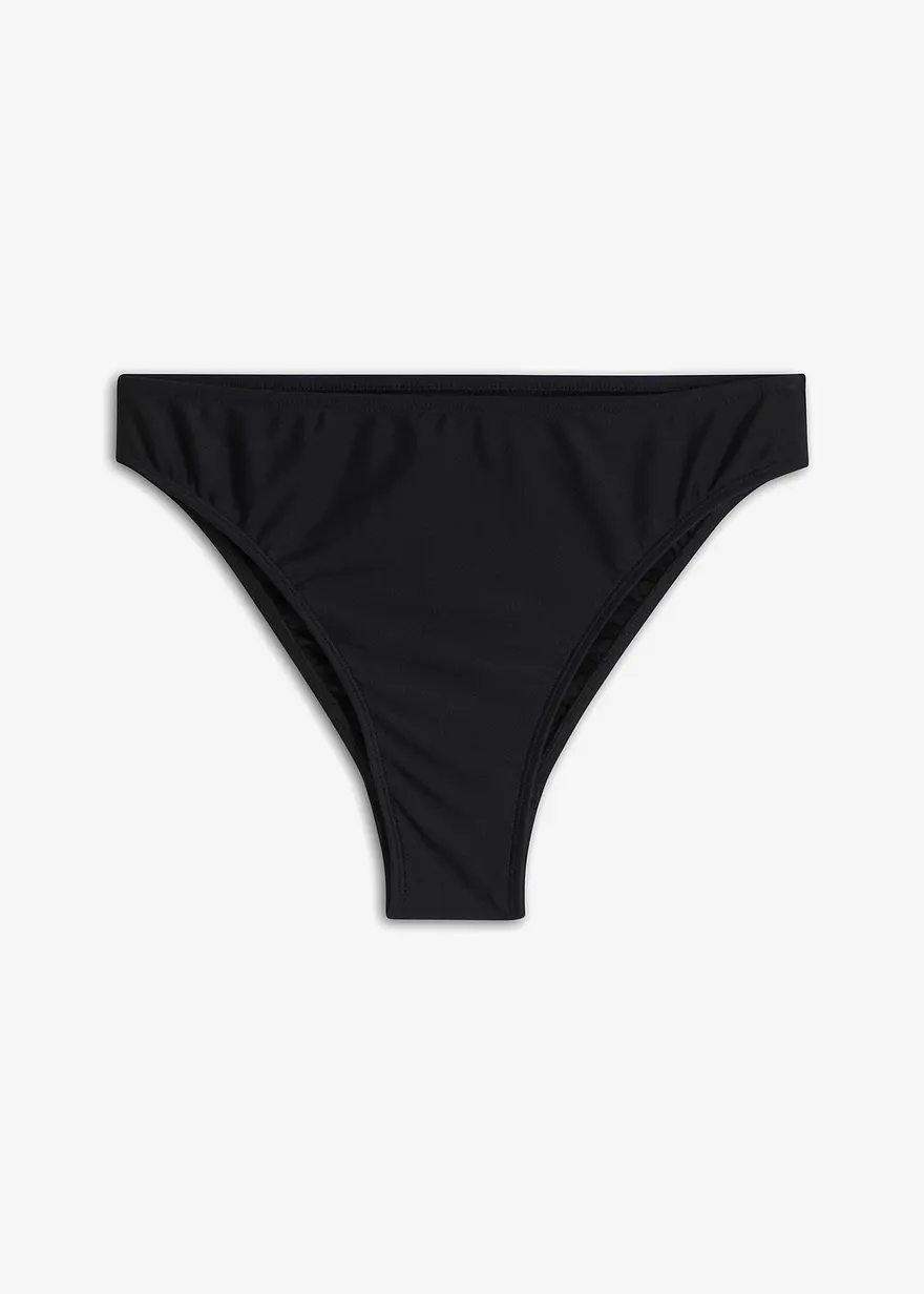 Bikinihose mit hohem Beinausschnitt in schwarz von vorne - bonprix