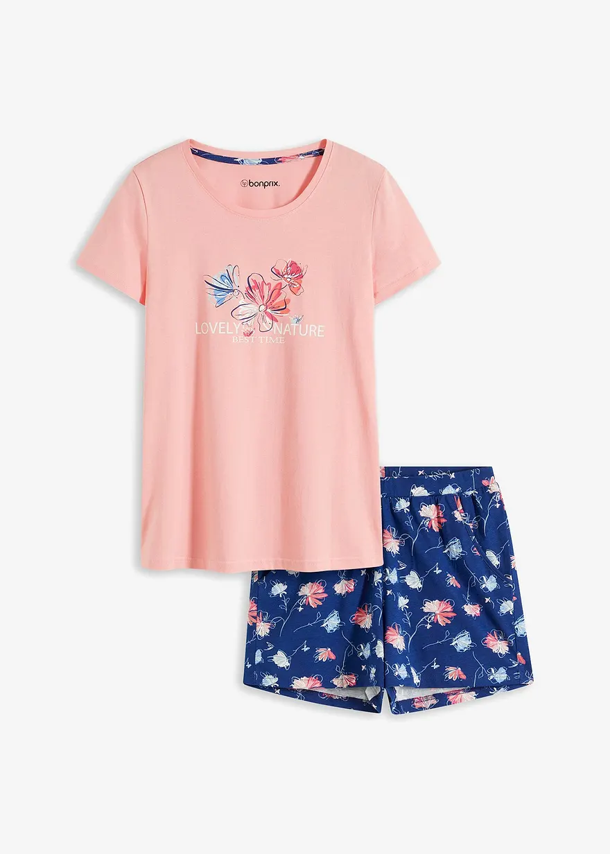 Shorty mit längerer Shorts in rosa von vorne - bonprix
