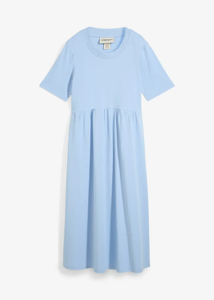 Ausgestelltes Jerseykleid aus schwerer Baumwolle in blau von vorne - bonprix