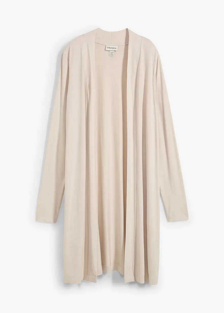 Lange Shirtjacke aus softer Viskose in grau von vorne - bonprix