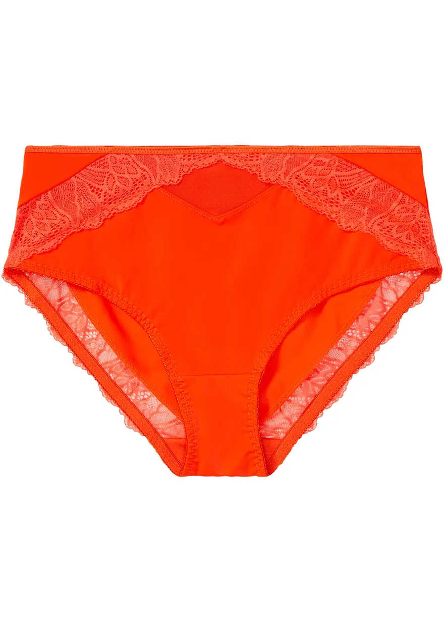Maxislip mit zarter Spitze in orange von vorne - bonprix
