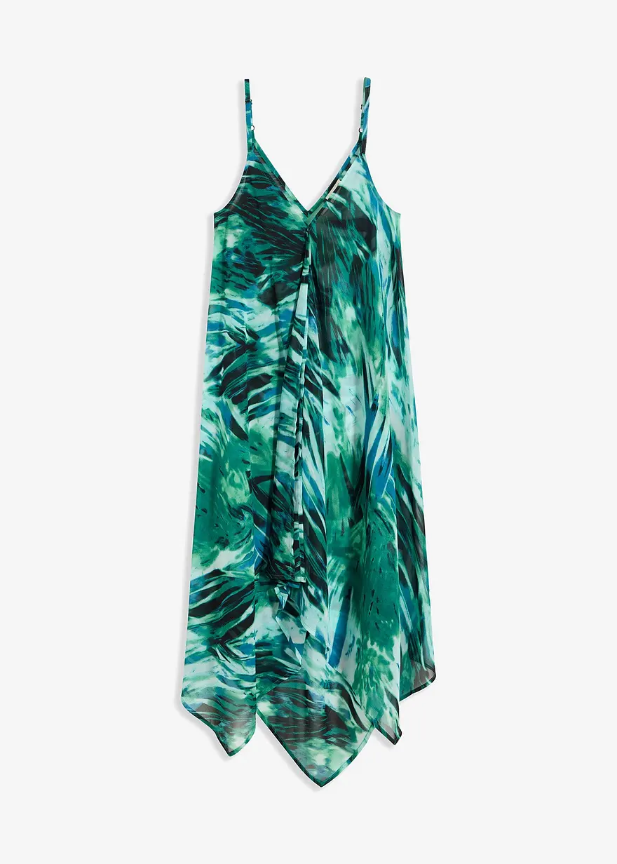 Chiffon Strand Maxikleid in grün von vorne - bonprix