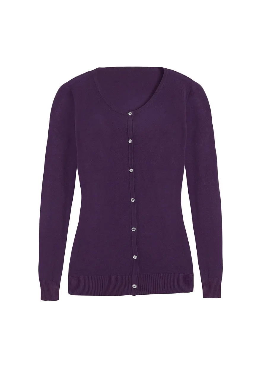 Strickjacke in lila von vorne - bonprix