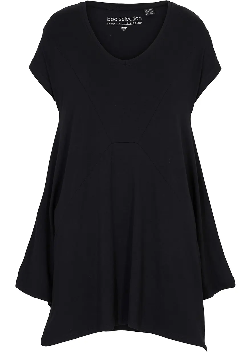 Long-Top aus Viskose in schwarz von vorne - bonprix
