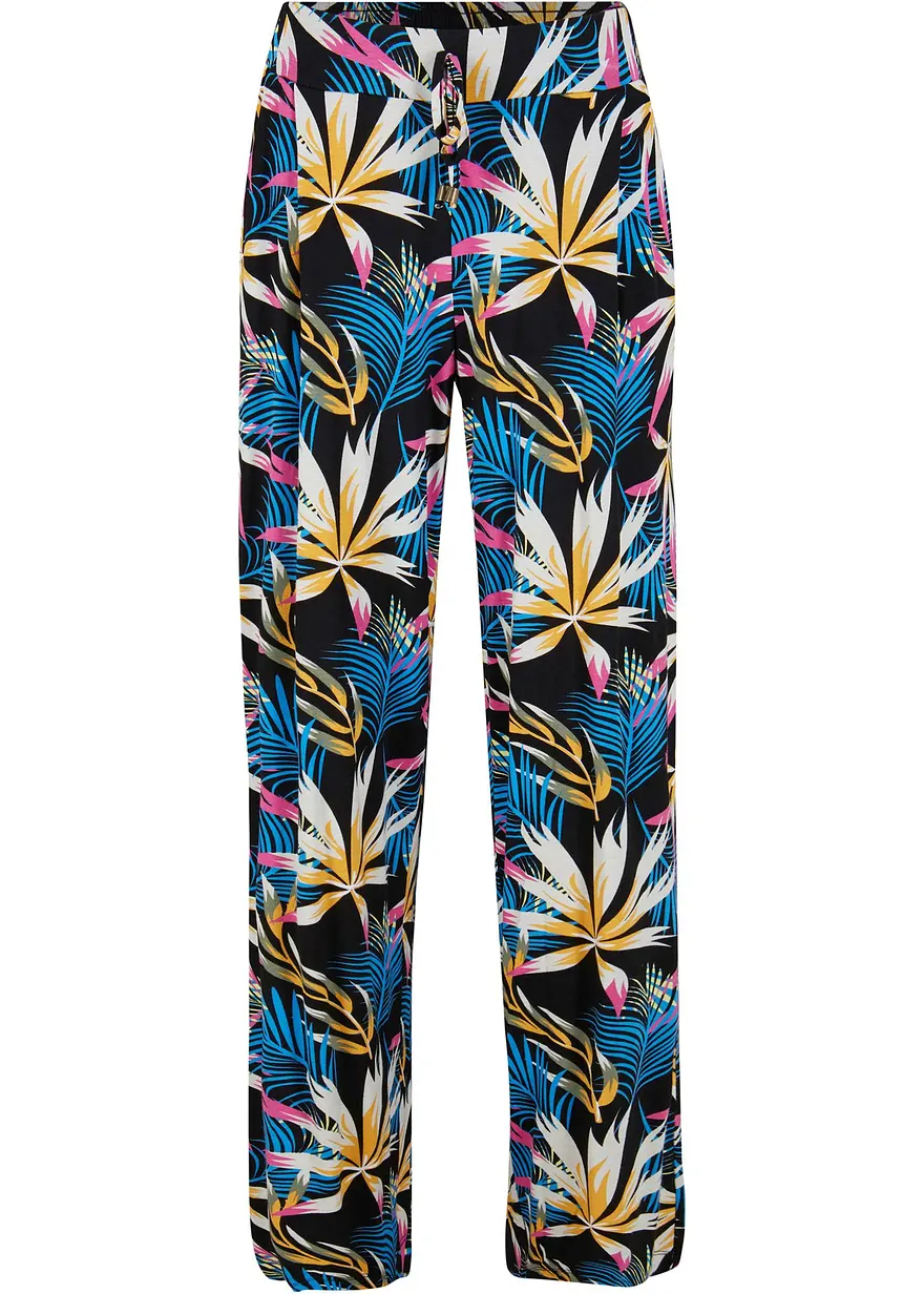 Jersey-Palazzo-Hose aus softem Viskose-Mix in schwarz von vorne - bonprix
