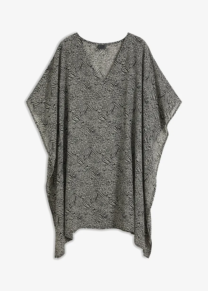 Chiffon Strand Tunika in schwarz von vorne - bonprix