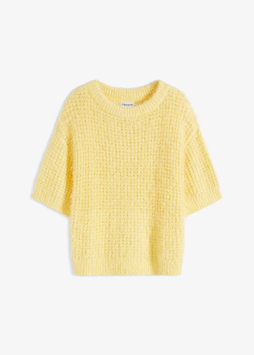 Grobstrick-Pullover in gelb von vorne - bonprix
