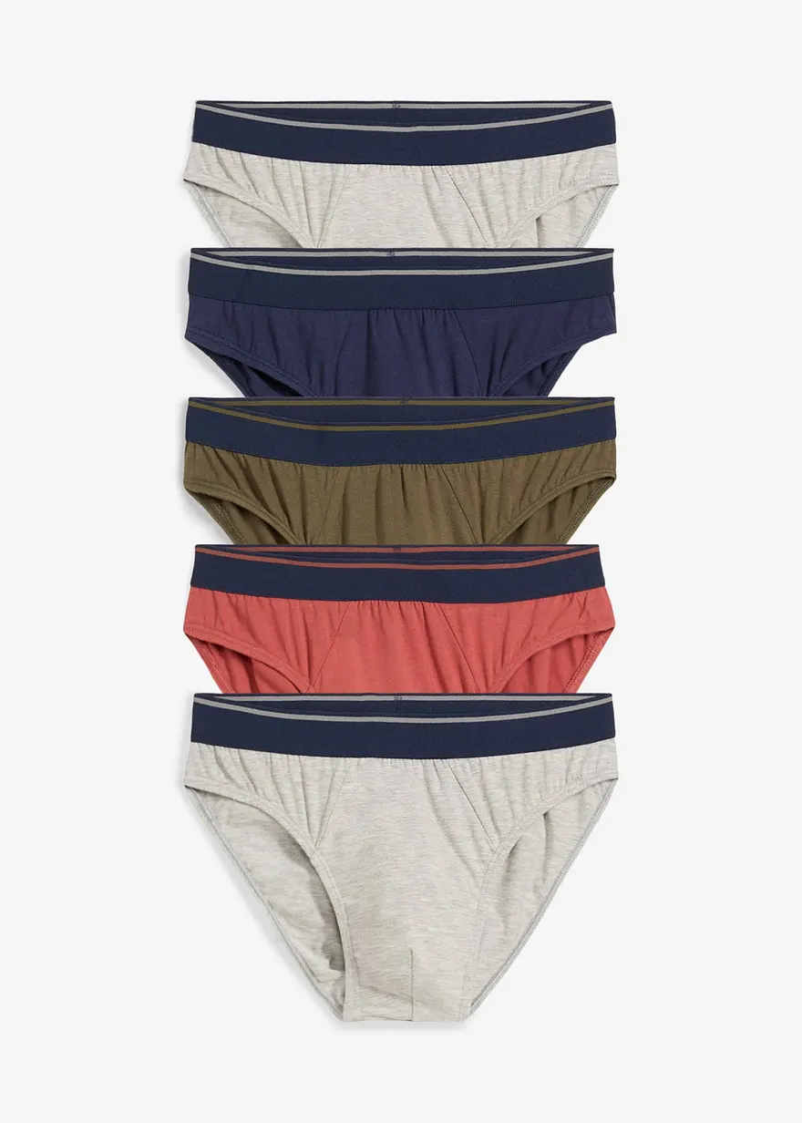 Slip (5er Pack) in grau von vorne - bonprix