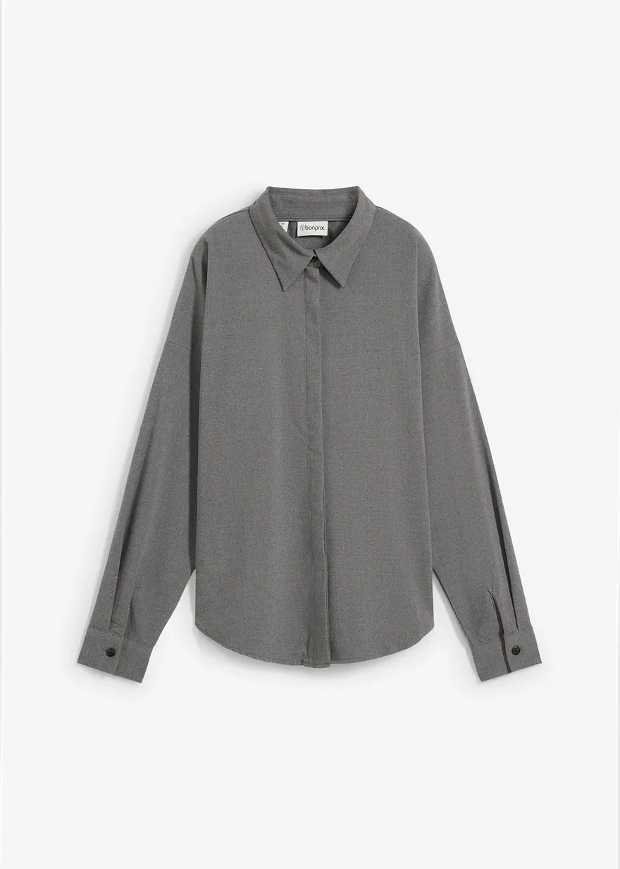 Oversize-Bluse zum Wenden aus Viskose-Mix in grau von vorne - bonprix
