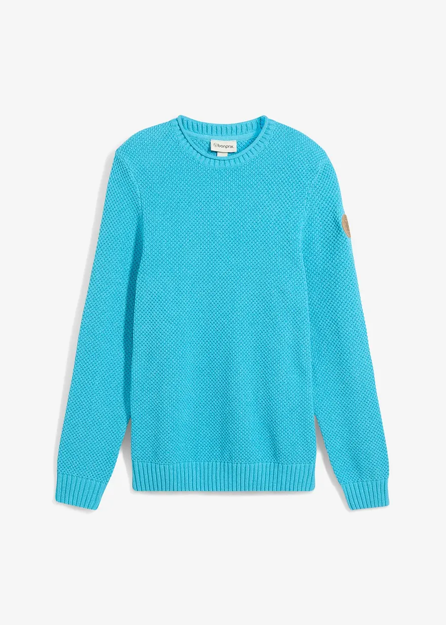 Pullover mit recycelter Baumwolle in blau von vorne - bonprix