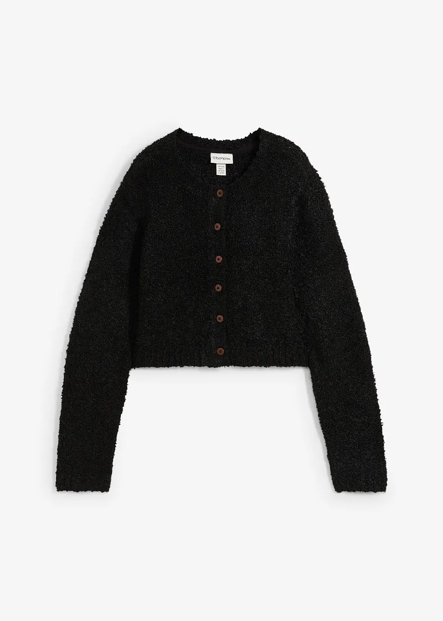Kurze Strickjacke in schwarz von vorne - bonprix