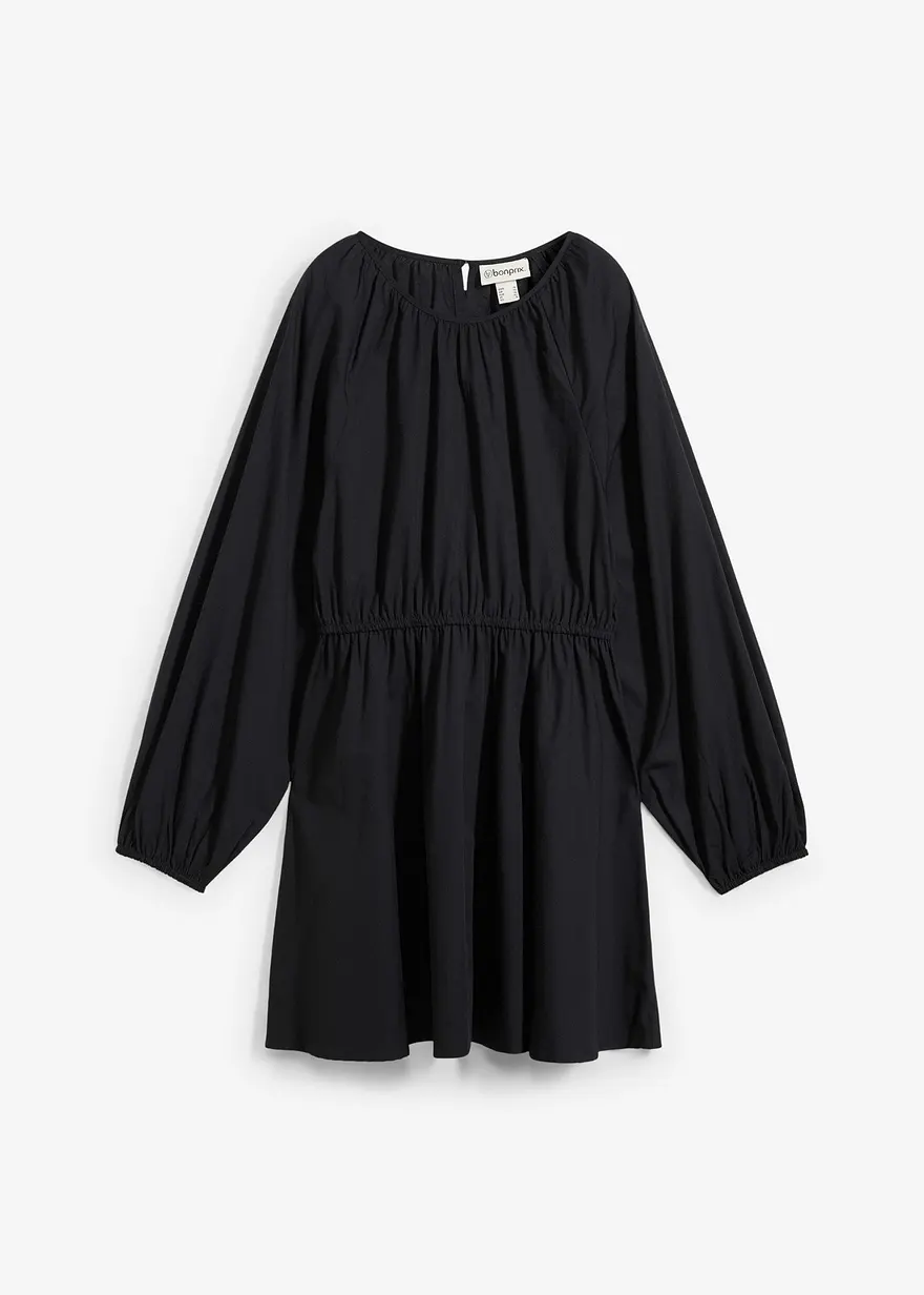 Blusenkleid aus reiner Bio-Baumwolle in schwarz von vorne - bonprix