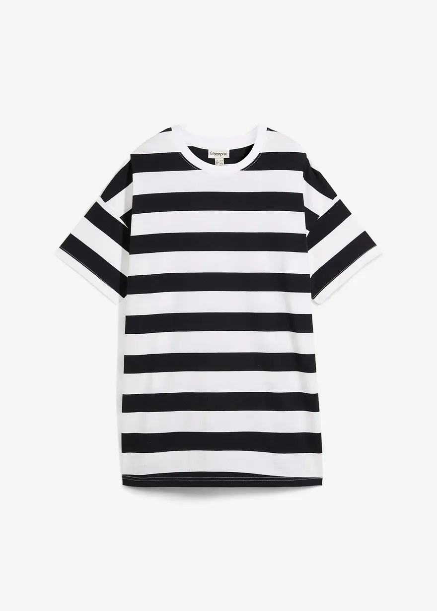 Oversize-Shirt aus reiner Bio-Baumwolle in schwarz von vorne - bonprix