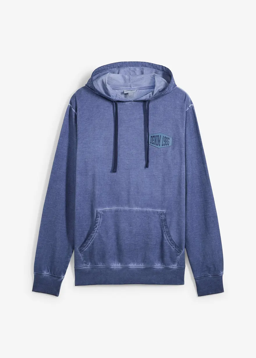 Kapuzensweatshirt aus Bio-Baumwolle in blau von vorne - bonprix