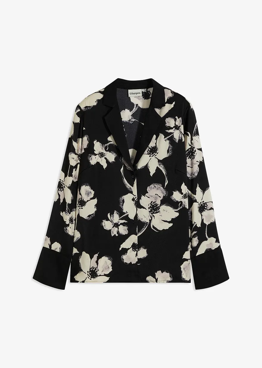 bedruckte Bluse in schwarz von vorne - bonprix