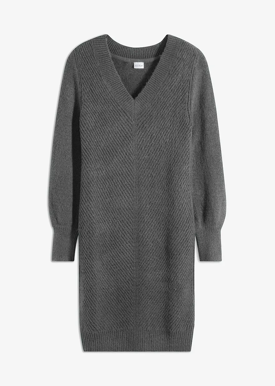 Strickkleid in grau von vorne - bonprix