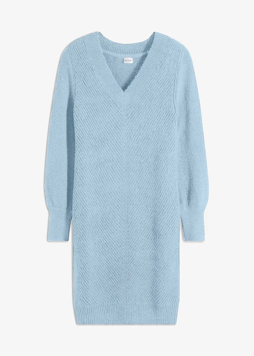 Strickkleid in blau von vorne - bonprix