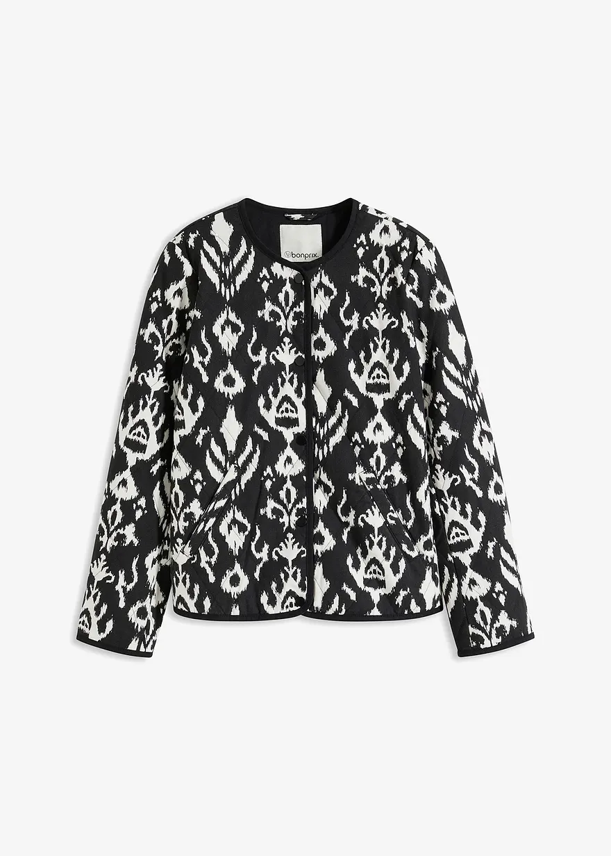 bedruckte Steppjacke in schwarz von vorne - bonprix