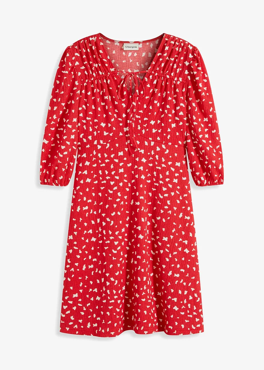 Kleid aus strukturiertem Crêpe in rot von vorne - bonprix