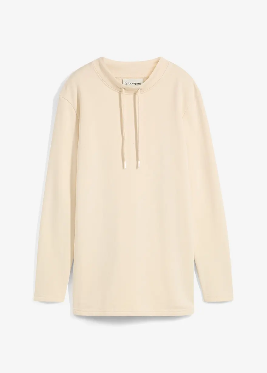 Sweatshirt mit Schlitz in beige von vorne - bonprix