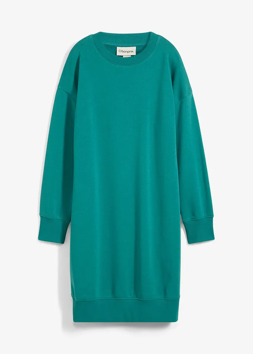 Ballonförmiges Sweatkleid in petrol von vorne - bonprix