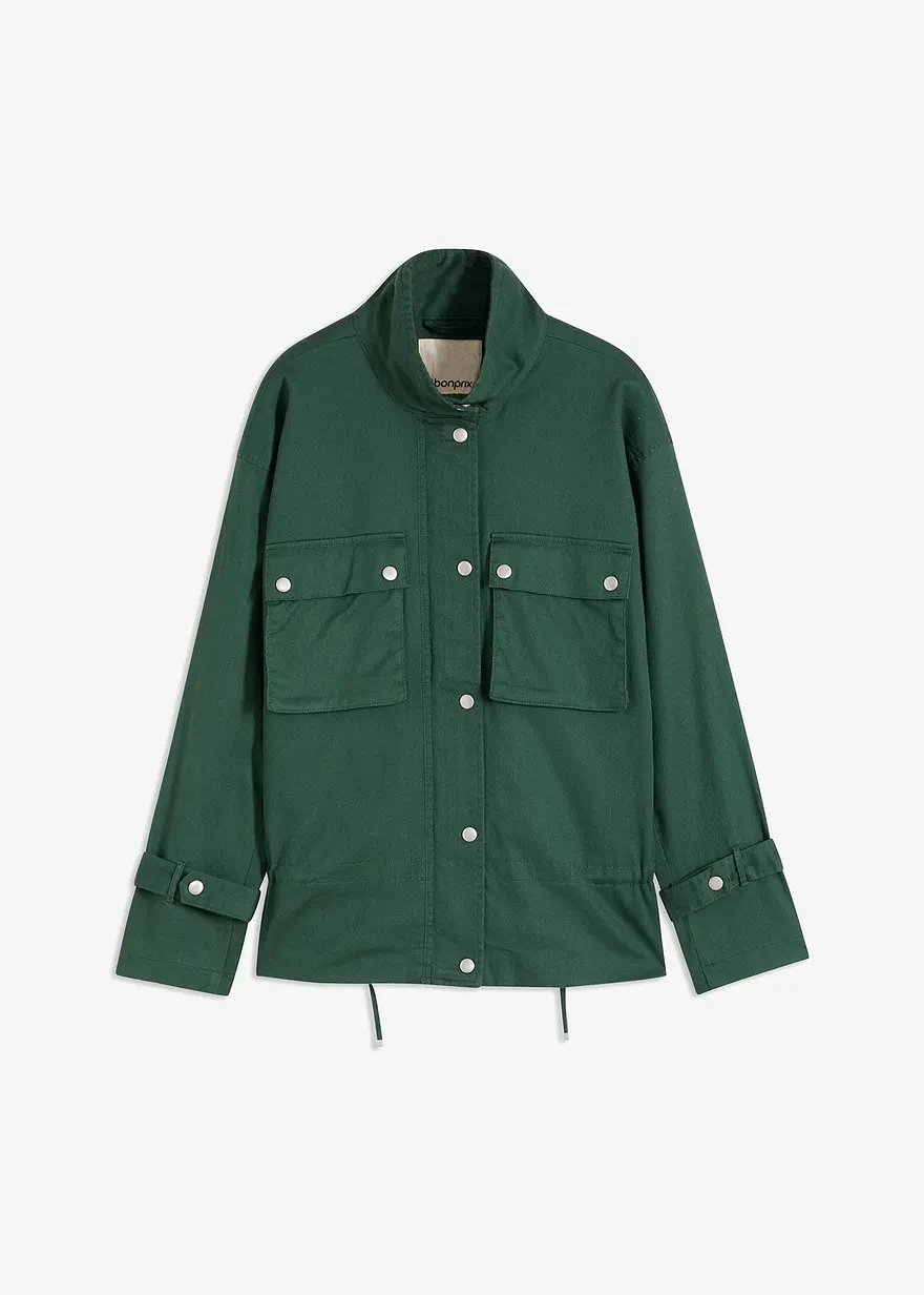 Blouson aus reiner Baumwolle in grün von vorne - bonprix